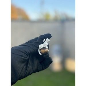 Cheetah/Leopard/Tiger Clasp Natural Tiger's Eye Round Crystal Ball Pendant